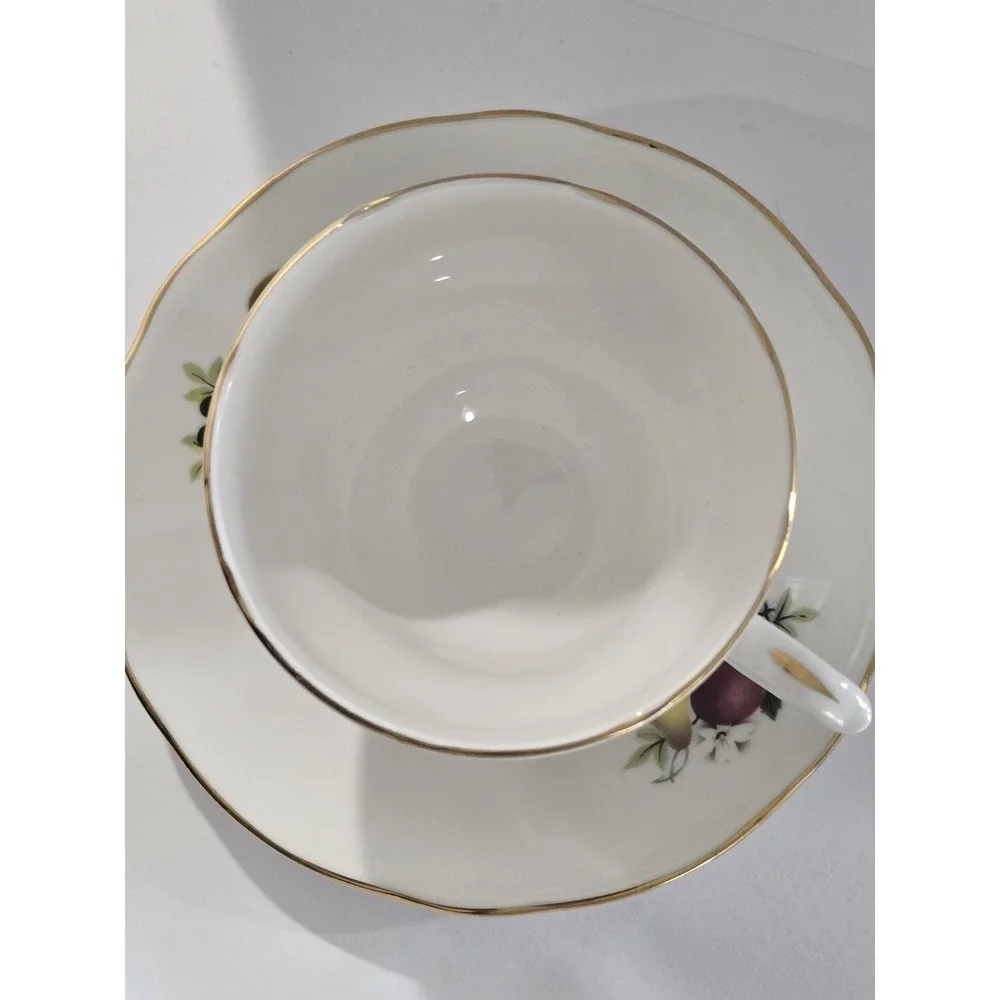 Vintage Duchess Bone China England Teacup and Saucer Fruit Medley
